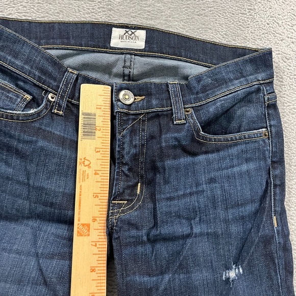 Hudson Jeans Womens 27 Blue Skinny Cuffed Ankle Low Rise Y2K Distressed USA Made - Picture 10 of 13